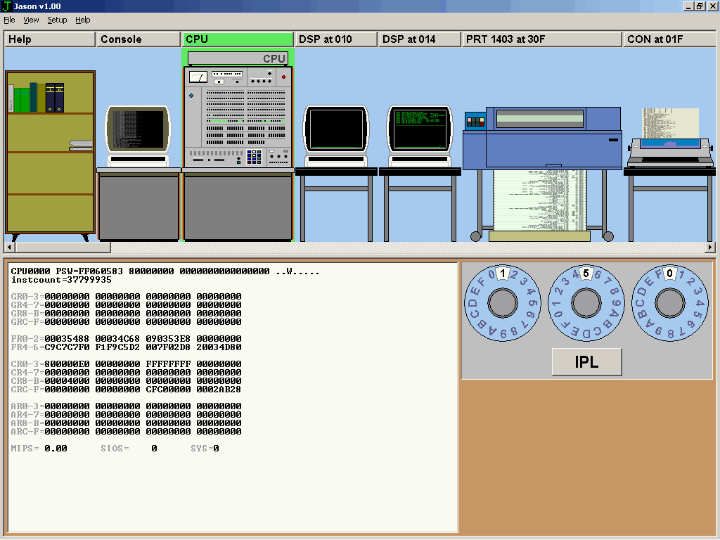 Historical mainframe console visual