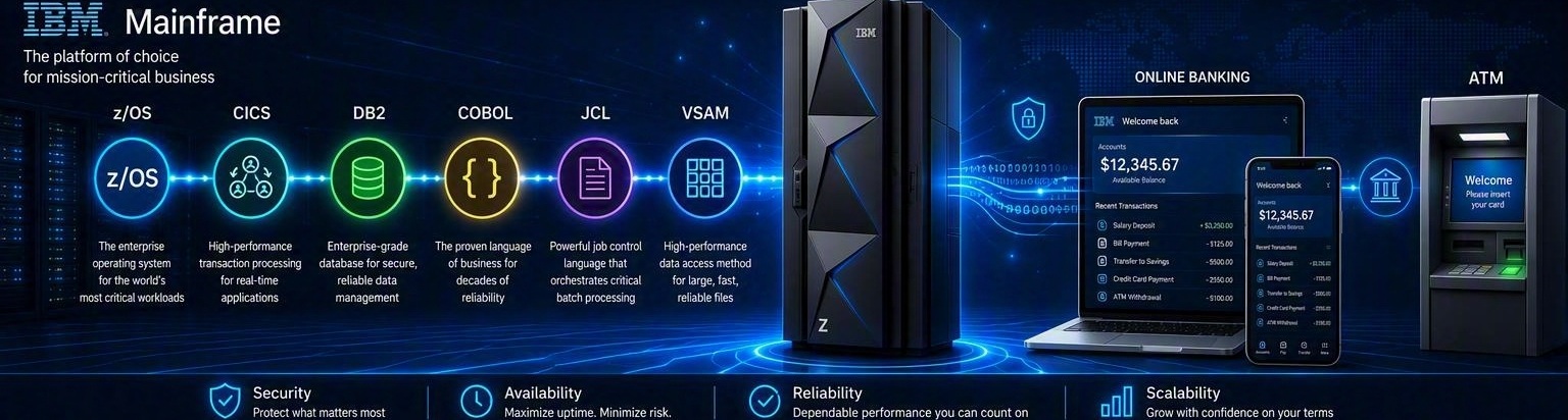 IBM z/OS mainframe platform and banking systems visual